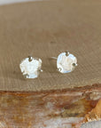 One-of-a-kind Sterling Silver Polki Cut Diamond Slice Earrings, April Birthstone Earrings, Bridesmaid Earrings