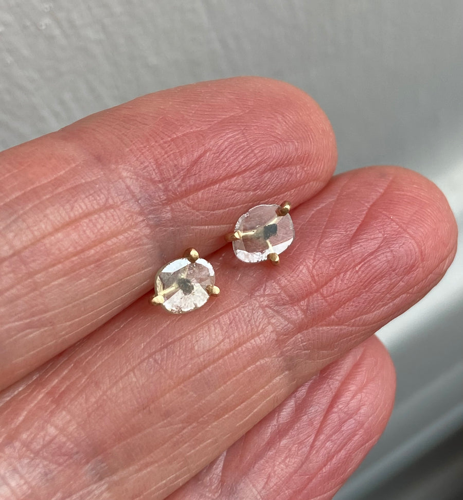 One-of-a-kind Polki Cut Diamond Slice Earrings, April Birthstone Earrings, Bridesmaid Earrings