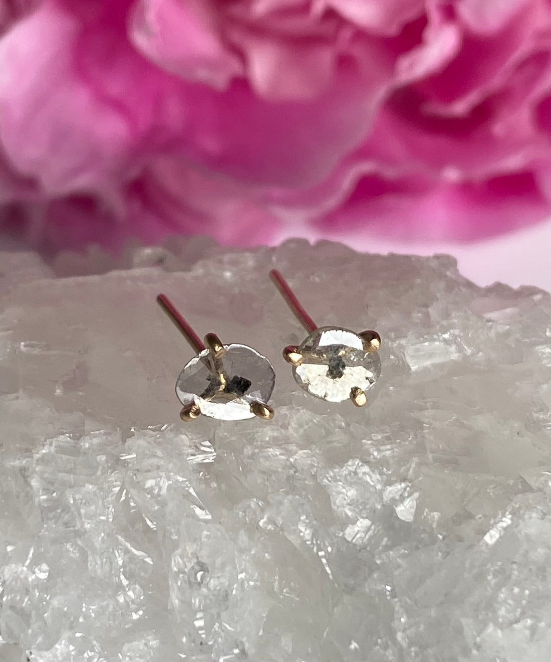 One-of-a-kind Polki Cut Diamond Slice Earrings, April Birthstone Earrings, Bridesmaid Earrings