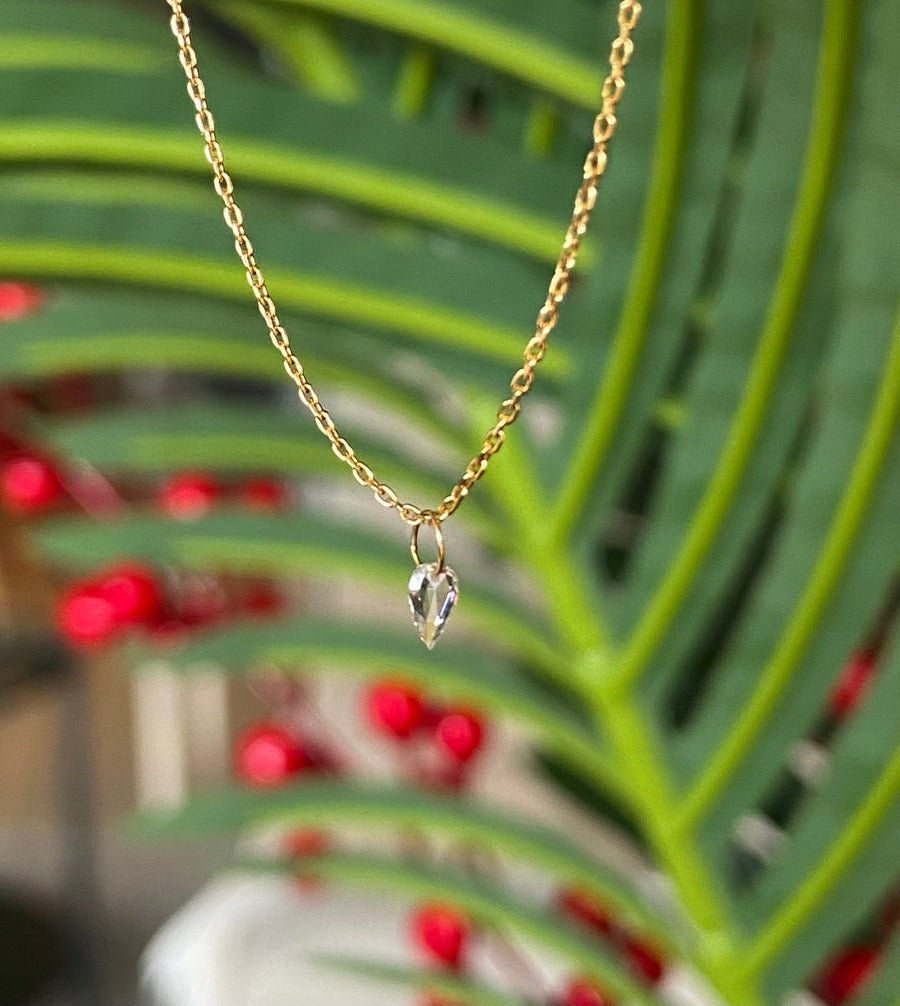 Diamond Drop Necklace, 18k Gold and Diamond Necklace, April Birthstone Necklace