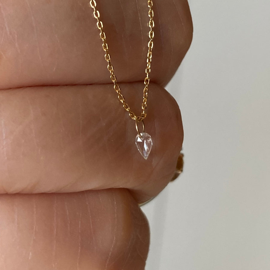 Diamond Drop Necklace, 18k Gold and Diamond Necklace, April Birthstone Necklace