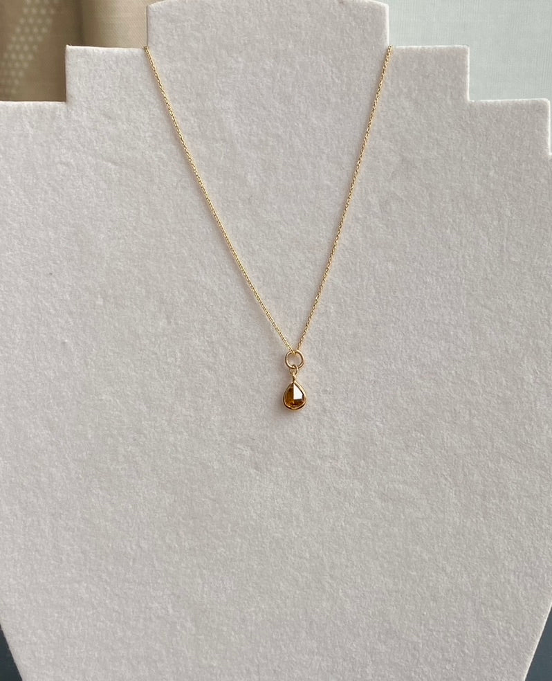 Cognac Brown Diamond Pendant Necklace, 18k Gold, April Birthstone
