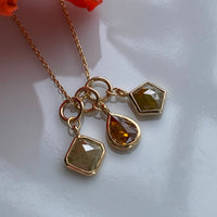 Cognac Brown Diamond Pendant Necklace, 18k Gold, April Birthstone