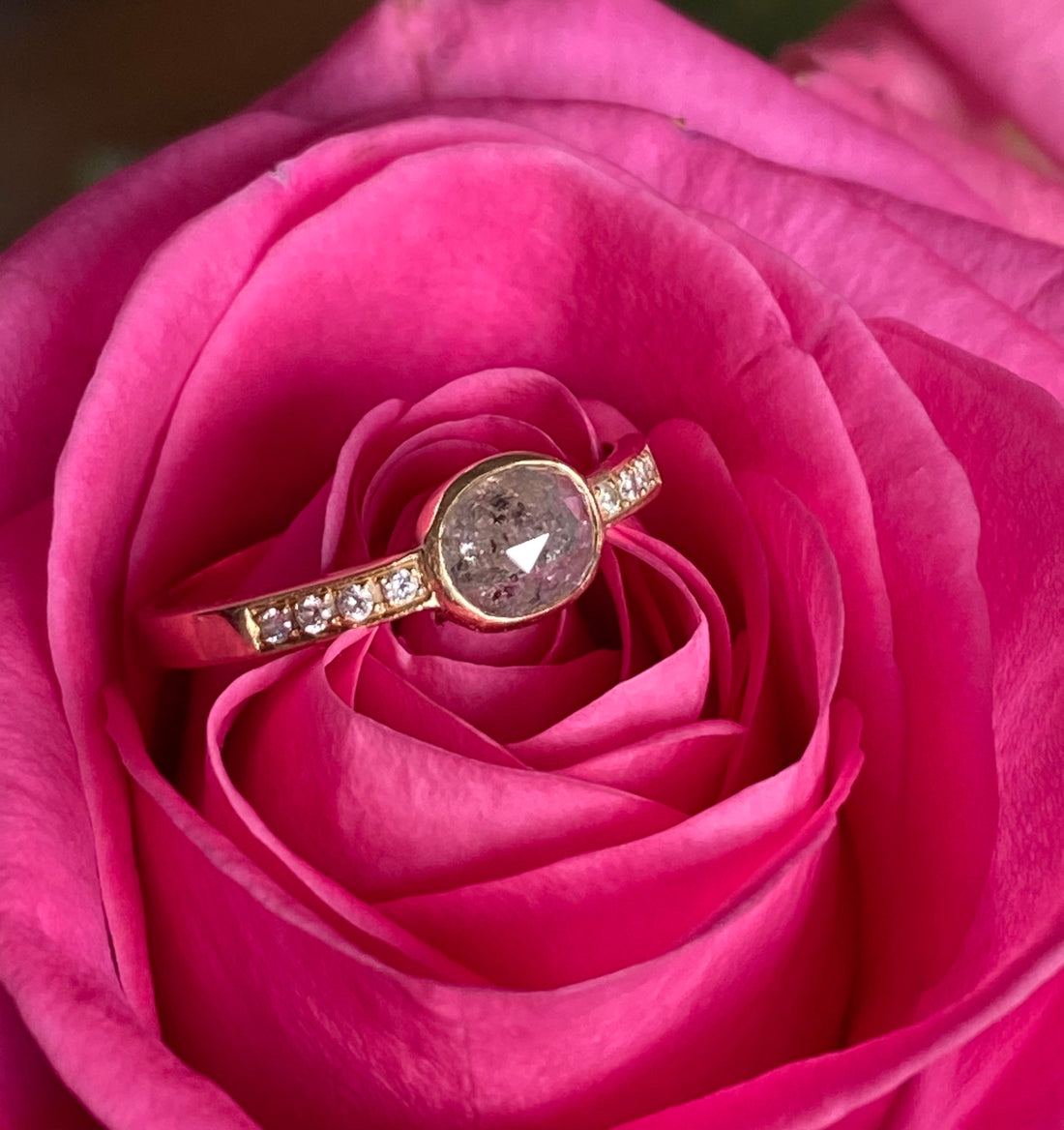 Grey Diamond Ring, Wedding or Engagement Ring, April Birthstone Ring