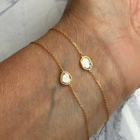 18k Gold and Salt and Pepper Diamond Slice Bracelet, April Birthstone Bracelet