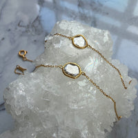 18k Gold and Salt and Pepper Diamond Slice Bracelet, April Birthstone Bracelet