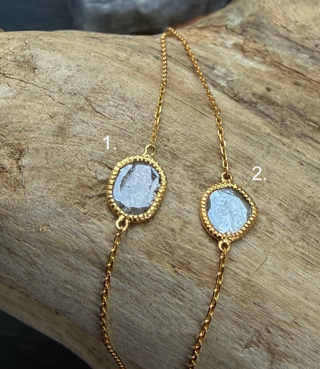 18k Gold and Salt and Pepper Diamond Slice Bracelet, April Birthstone Bracelet