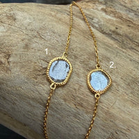 18k Gold and Salt and Pepper Diamond Slice Bracelet, April Birthstone Bracelet