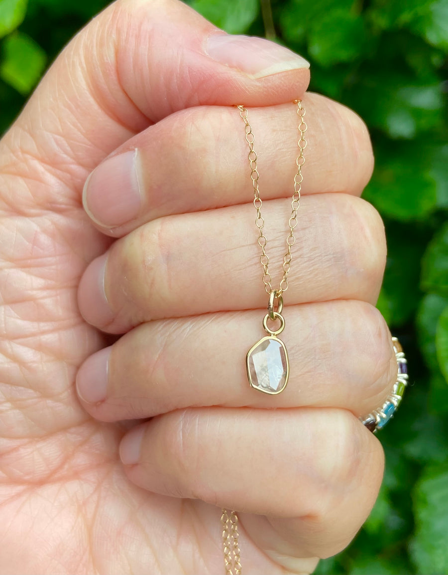 Salt and Pepper Galaxy Diamond Slice Pendant Necklace, 18k Gold