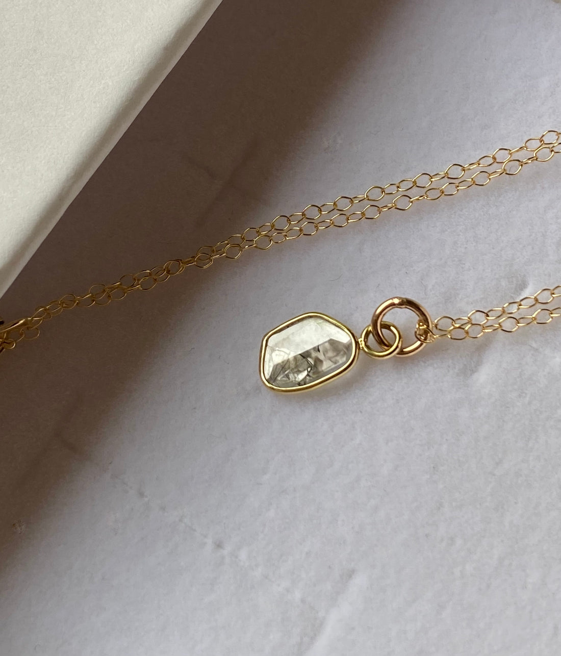 Salt and Pepper Galaxy Diamond Slice Pendant Necklace, 18k Gold