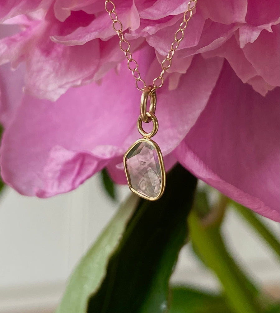 Salt and Pepper Galaxy Diamond Slice Pendant Necklace, 18k Gold