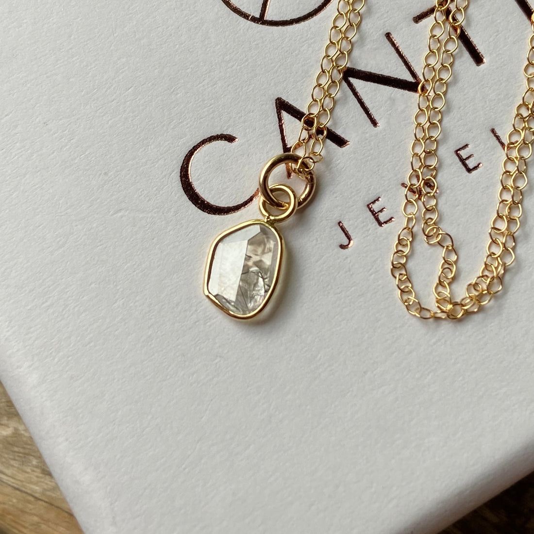 Salt and Pepper Galaxy Diamond Slice Pendant Necklace, 18k Gold