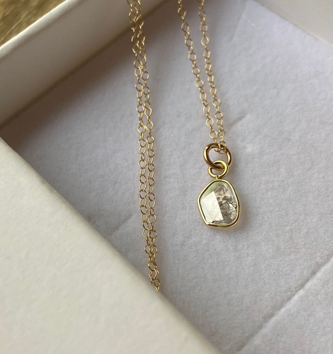 Salt and Pepper Galaxy Diamond Slice Pendant Necklace, 18k Gold