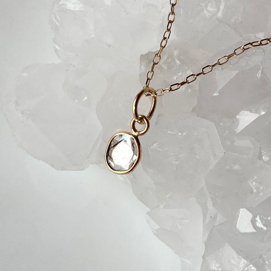 Salt and Pepper Diamond Slice Pendant Necklace, 18k/14k Gold