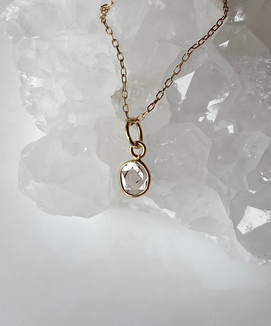 Salt and Pepper Diamond Slice Pendant Necklace, 18k/14k Gold