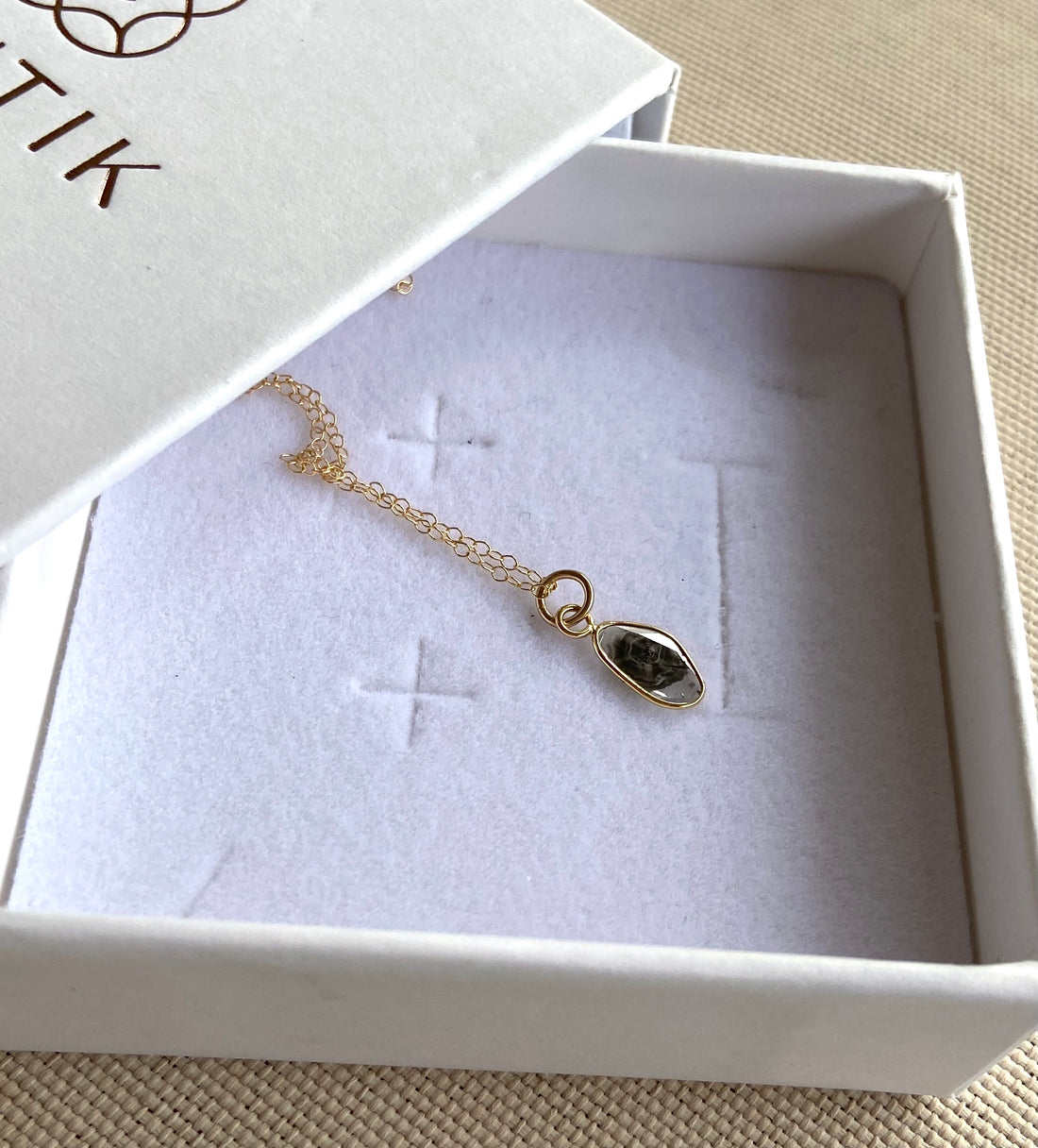 Salt and Pepper Diamond Slice Pendant Necklace, 18k Gold