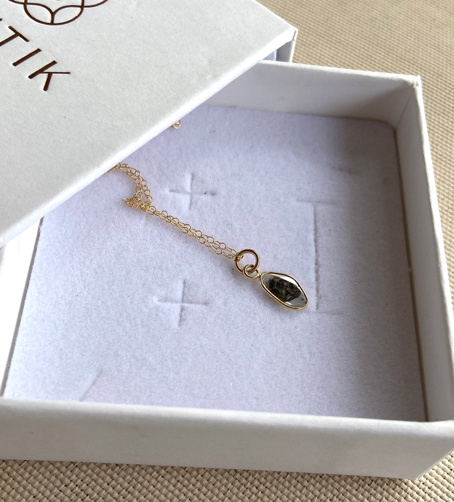 Salt and Pepper Diamond Slice Pendant Necklace, 18k Gold