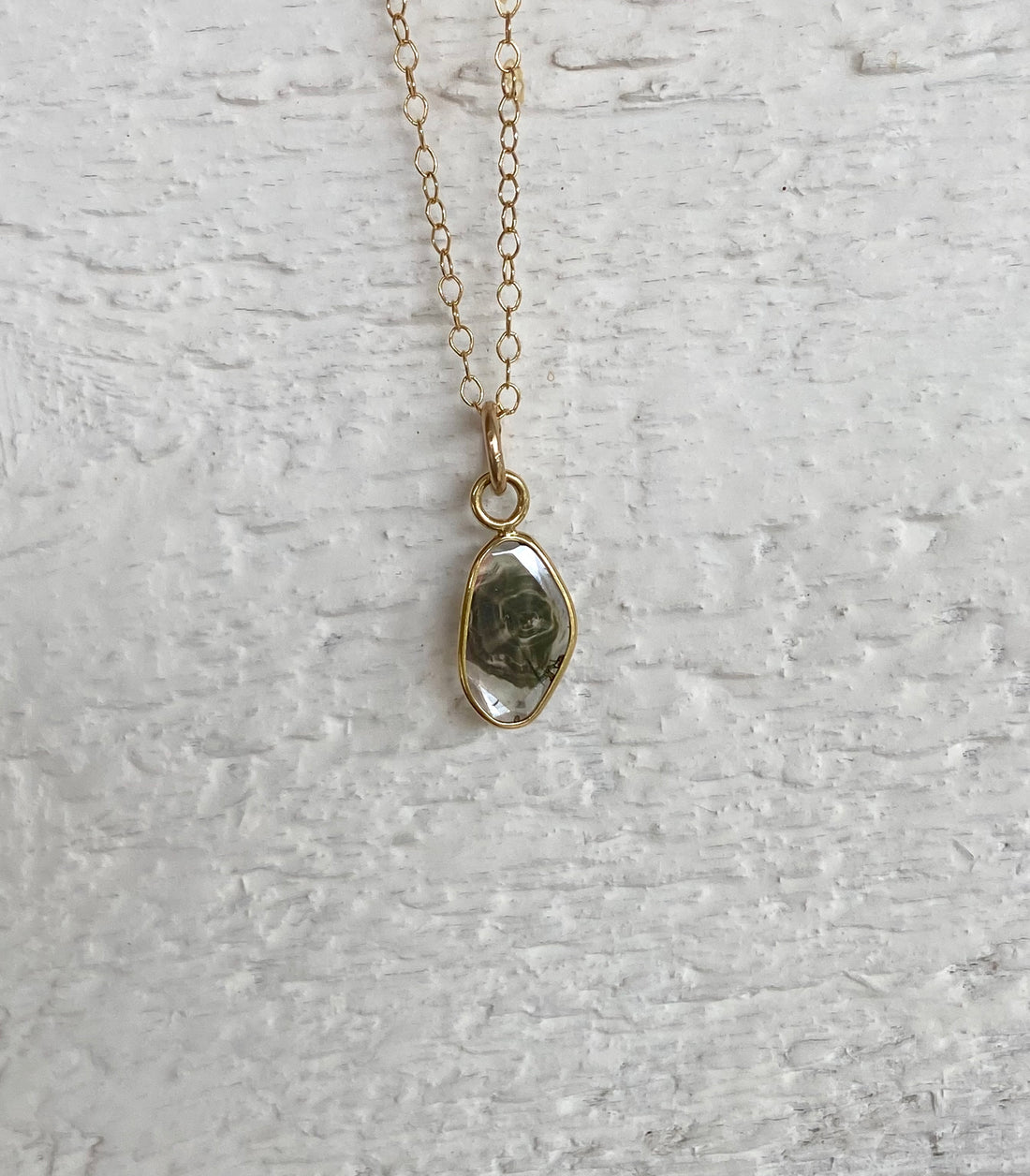 Salt and Pepper Diamond Slice Pendant Necklace, 18k Gold