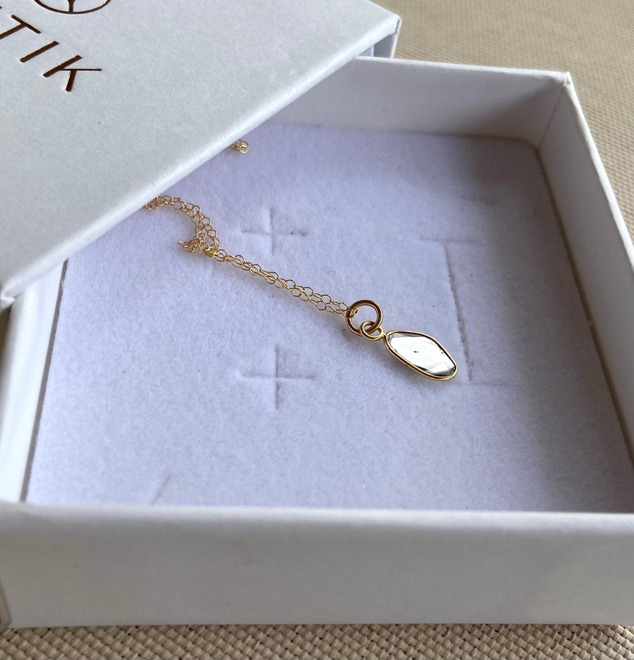 Salt and Pepper Diamond Slice Pendant Necklace, 18k Gold
