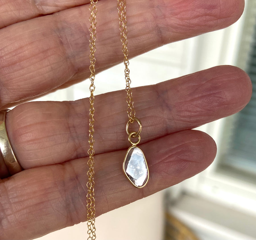 Salt and Pepper Diamond Slice Pendant Necklace, 18k Gold