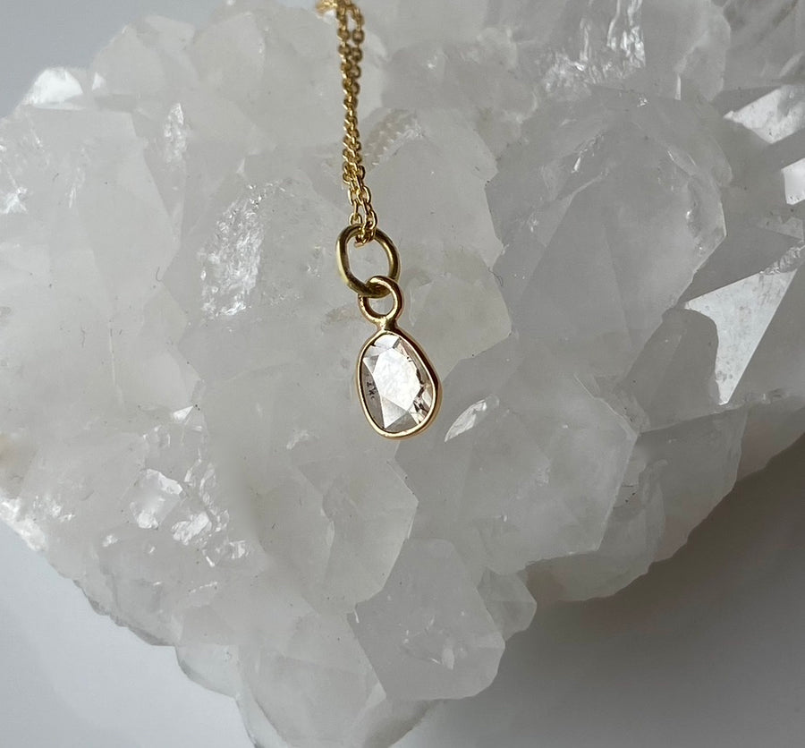 Salt and Pepper Diamond Slice Pendant Necklace, 18k Gold