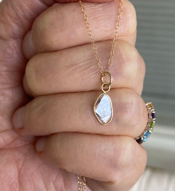Salt and Pepper Diamond Slice Pendant Necklace, 18k Gold