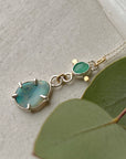 Australian Boulder Opal and Emerald Pendant Necklace, October May Birthstone Necklace