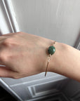 Raw Emerald Bangle Bracelet, May Birthstone Jewelry