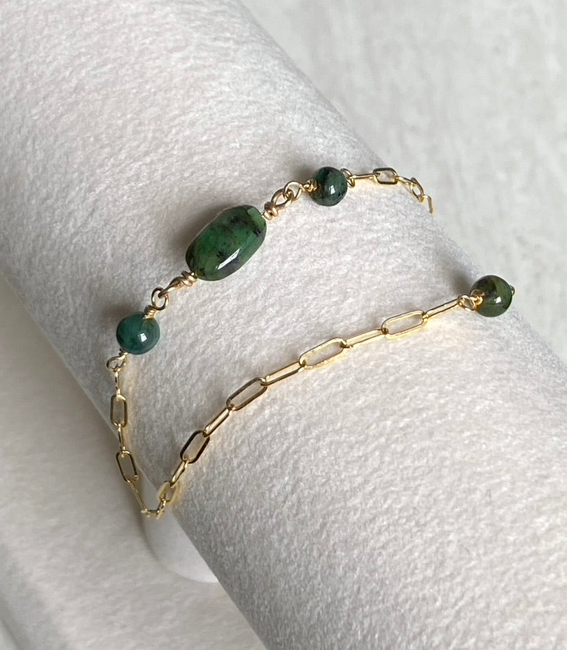 Emerald Chain Bracelet, May Birthstone Bracelet