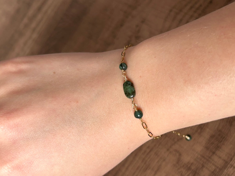 Emerald Chain Bracelet, May Birthstone Bracelet