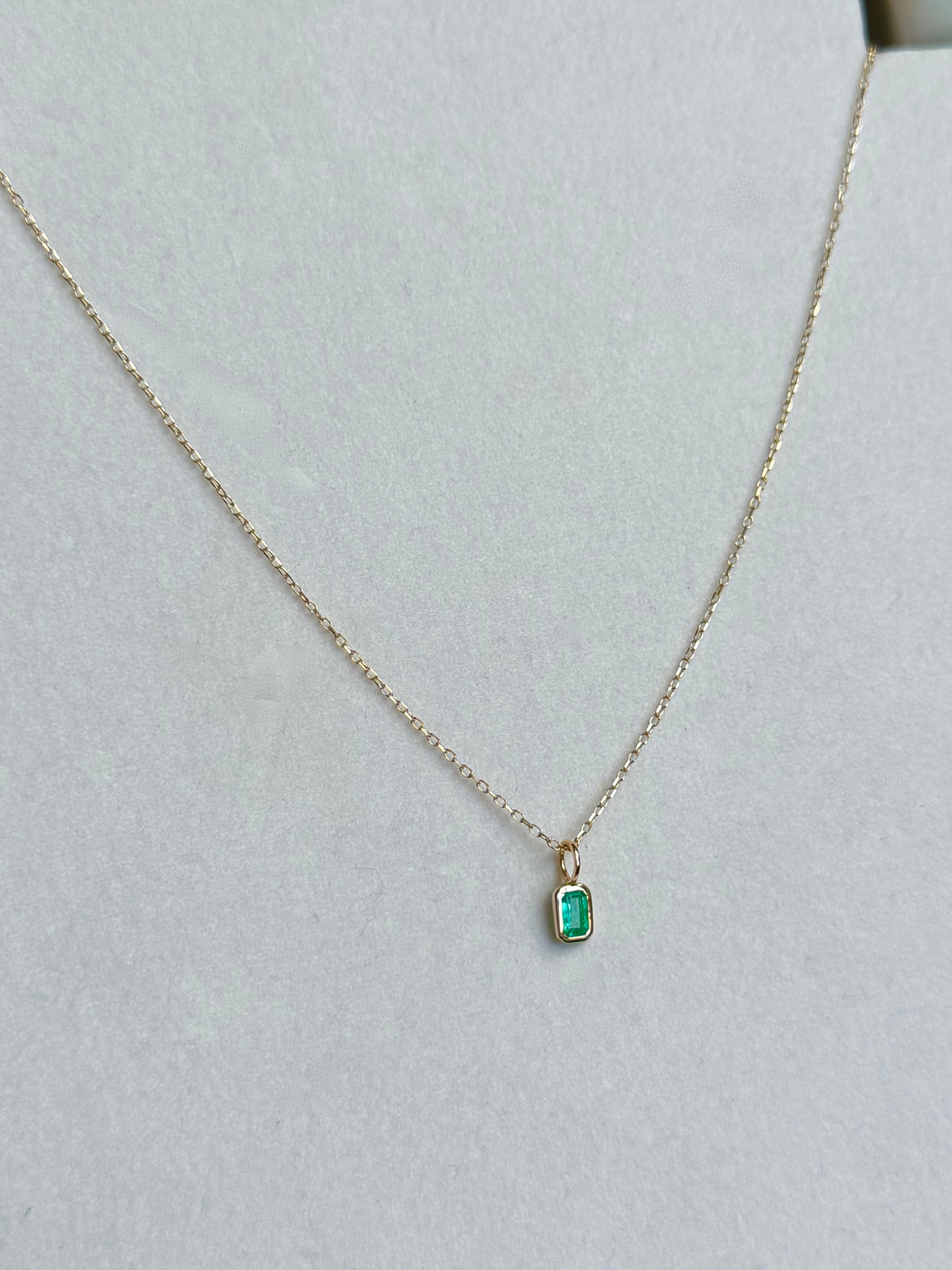 Emerald Charm Pendant Necklace, May Birthstone Jewelry