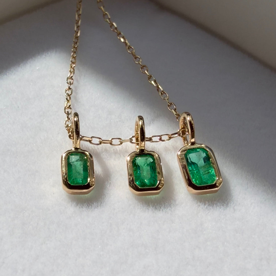 Emerald Charm Pendant Necklace, May Birthstone Jewelry