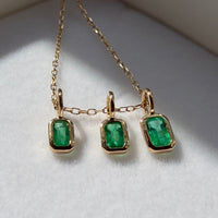 Emerald Charm Pendant Necklace, May Birthstone Jewelry