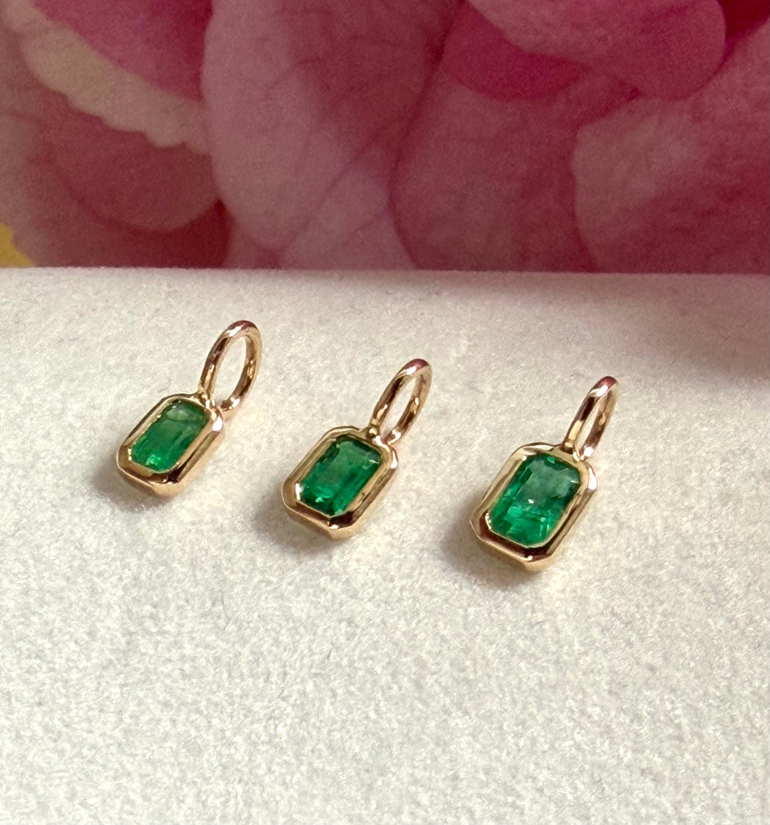 Emerald Charm Pendant Necklace, May Birthstone Jewelry