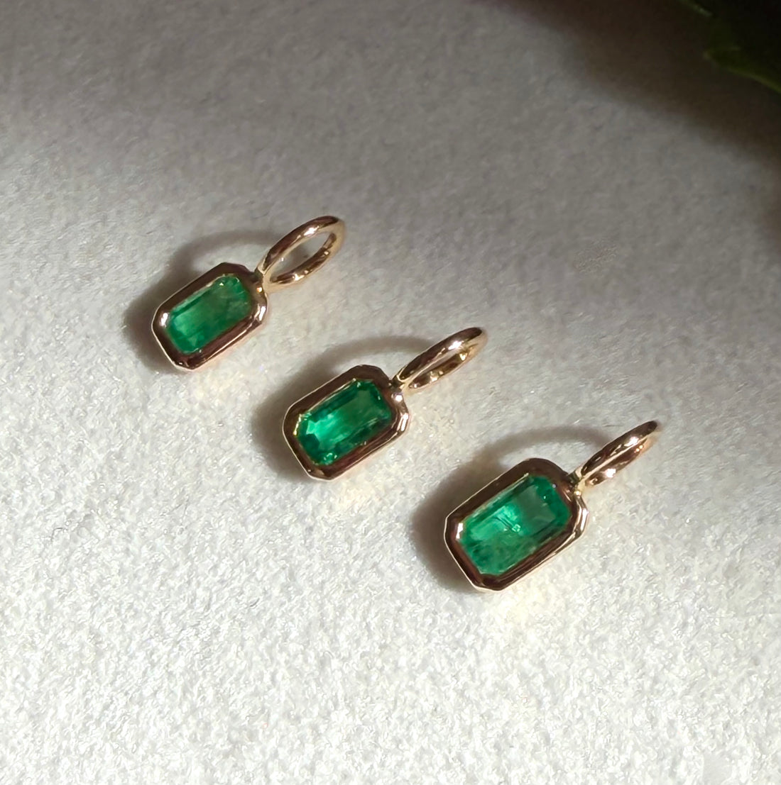 Emerald Charm Pendant Necklace, May Birthstone Jewelry