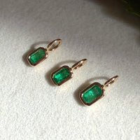 Emerald Charm Pendant Necklace, May Birthstone Jewelry