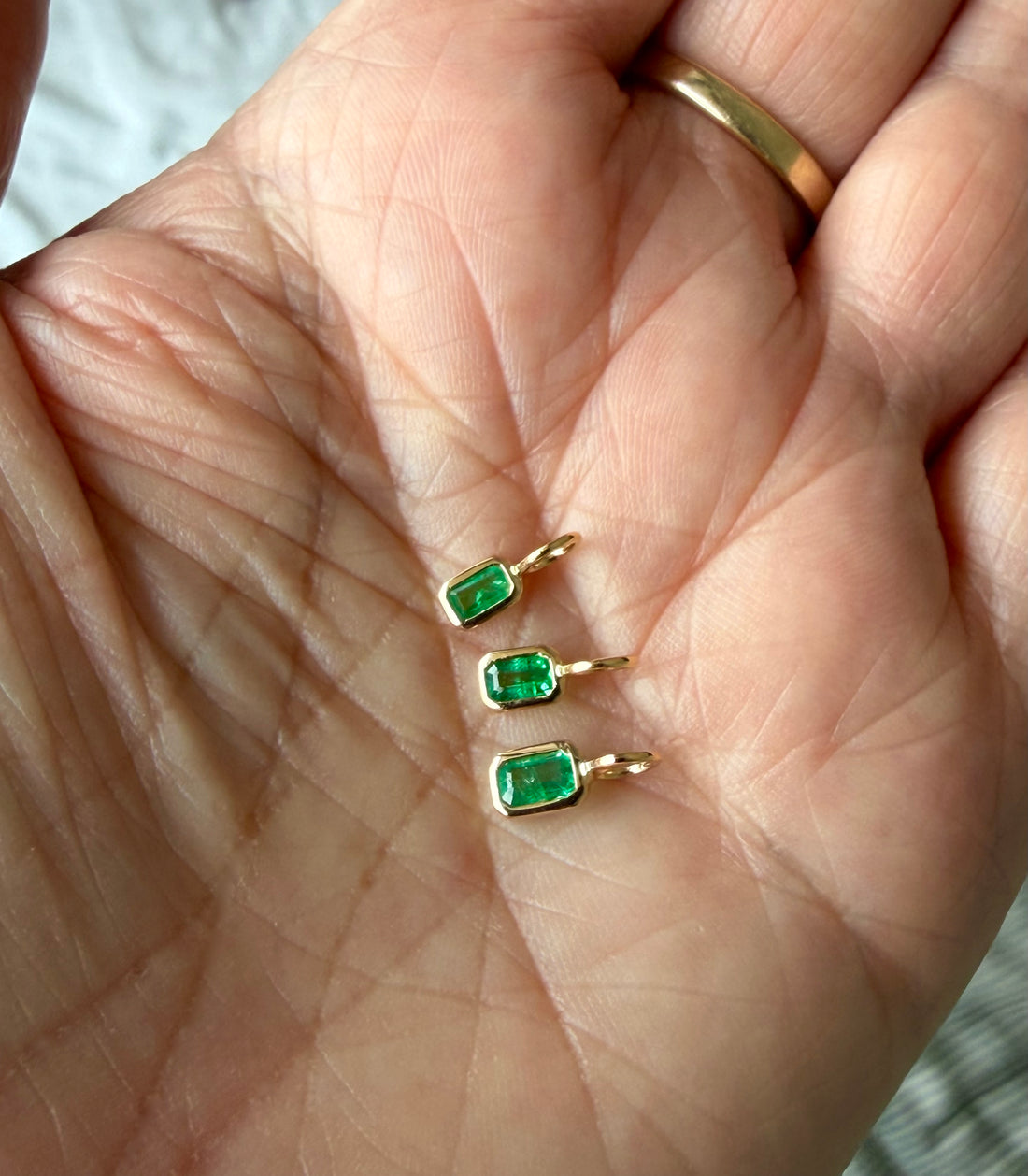 Emerald Charm Pendant Necklace, May Birthstone Jewelry
