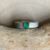 Emerald and Mixed Metal Ring, Wedding Ring, Engagement Ring, May Birthstone Ring