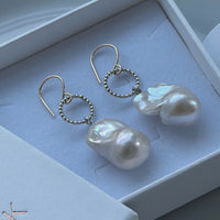 Large Baroque Pearl Earrings, June Birthstone