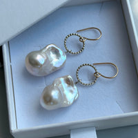 Large Baroque Pearl Earrings, June Birthstone