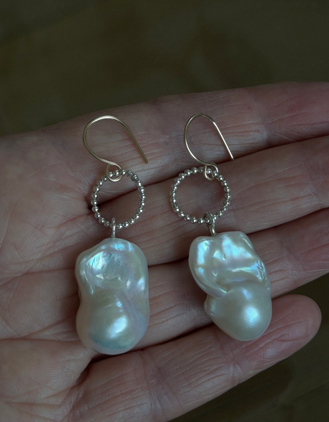 Large Baroque Pearl Earrings, June Birthstone