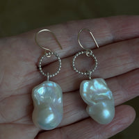 Large Baroque Pearl Earrings, June Birthstone