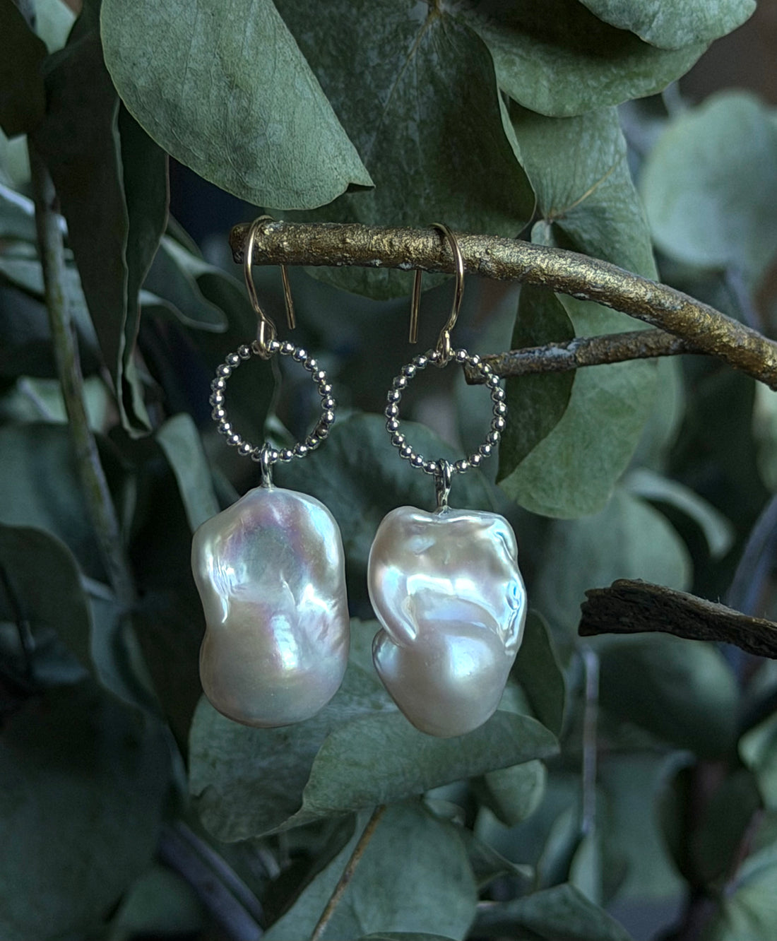 Large Baroque Pearl Earrings, June Birthstone