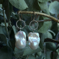 Large Baroque Pearl Earrings, June Birthstone