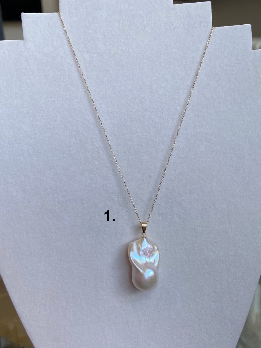 Large Flameball Baroque Pearl Pendant, June Birthstone