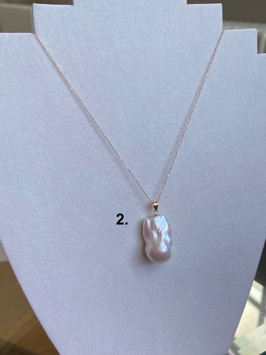 Large Flameball Baroque Pearl Pendant, June Birthstone