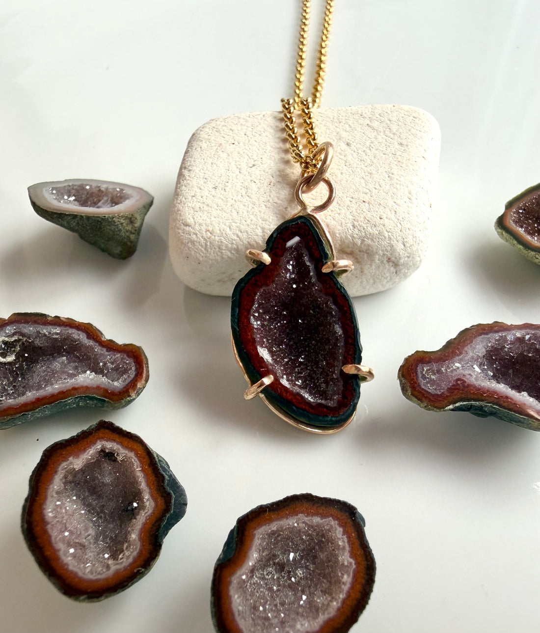 Natural Mexican Tabasco Geode Pendant Necklace