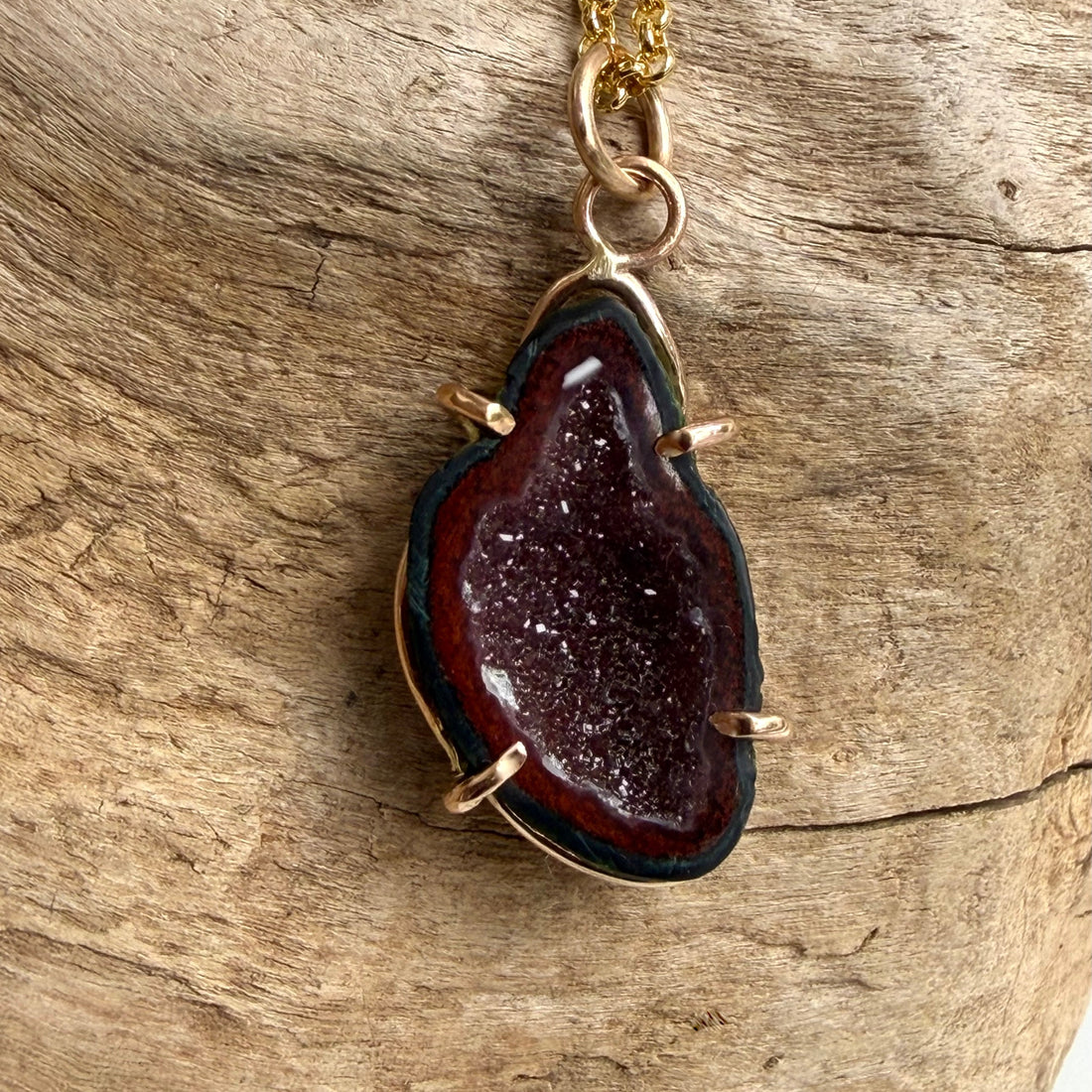 Natural Mexican Tabasco Geode Pendant Necklace
