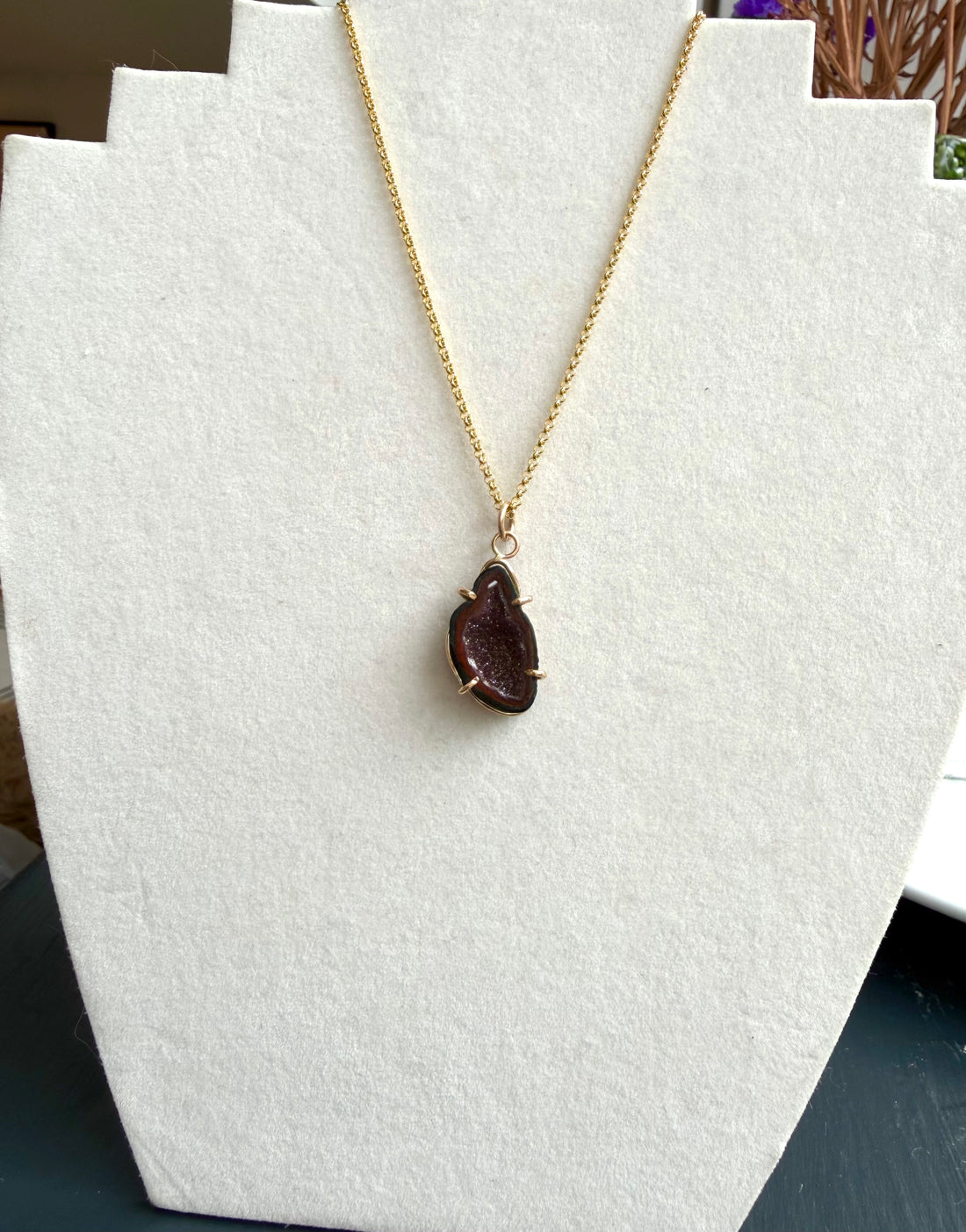 Natural Mexican Tabasco Geode Pendant Necklace
