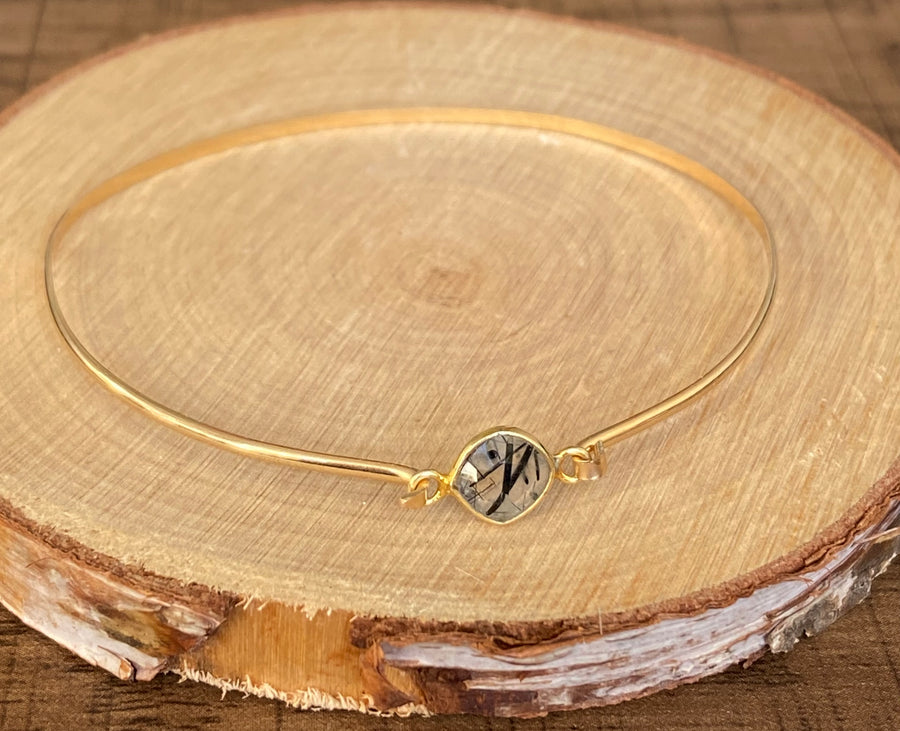 Tourmalinated Quartz Bangle Bracelet